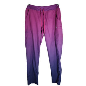 Figs Purple/Pink High Waisted Zamora Women's Lined Scrubs Pants Size Large